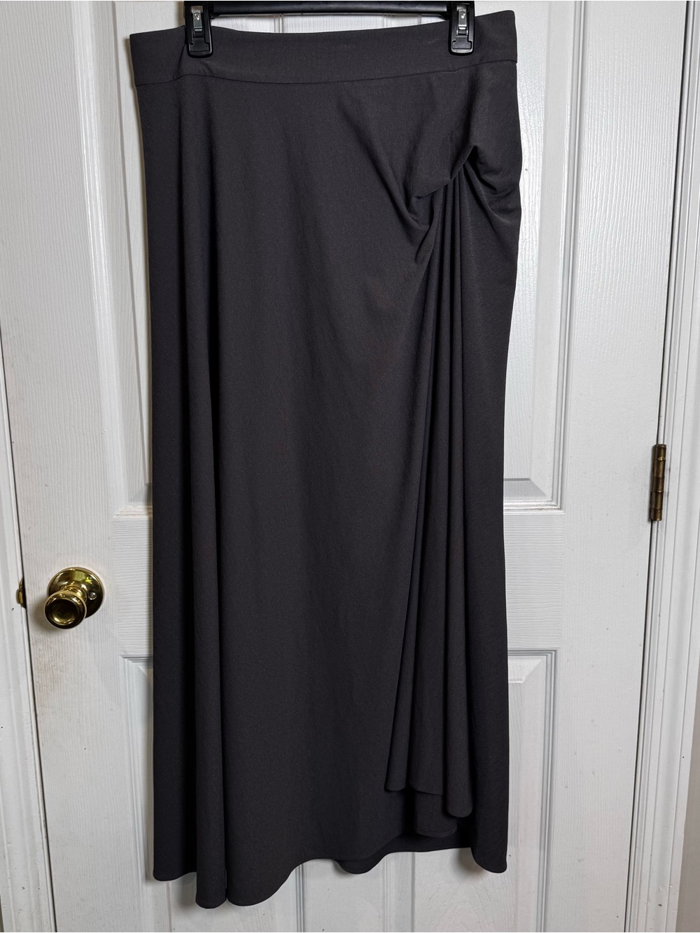 Adolfo Dominguez Draped Ruched Maxi Skirt Dark Charcoal US 8 EU 42